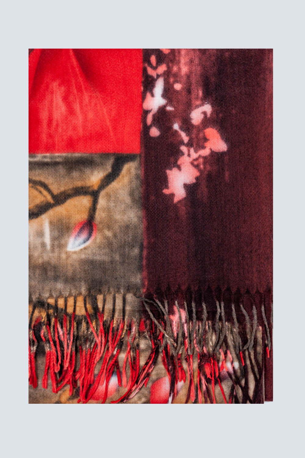 Q2 sciarpa rossa con stampa floreale