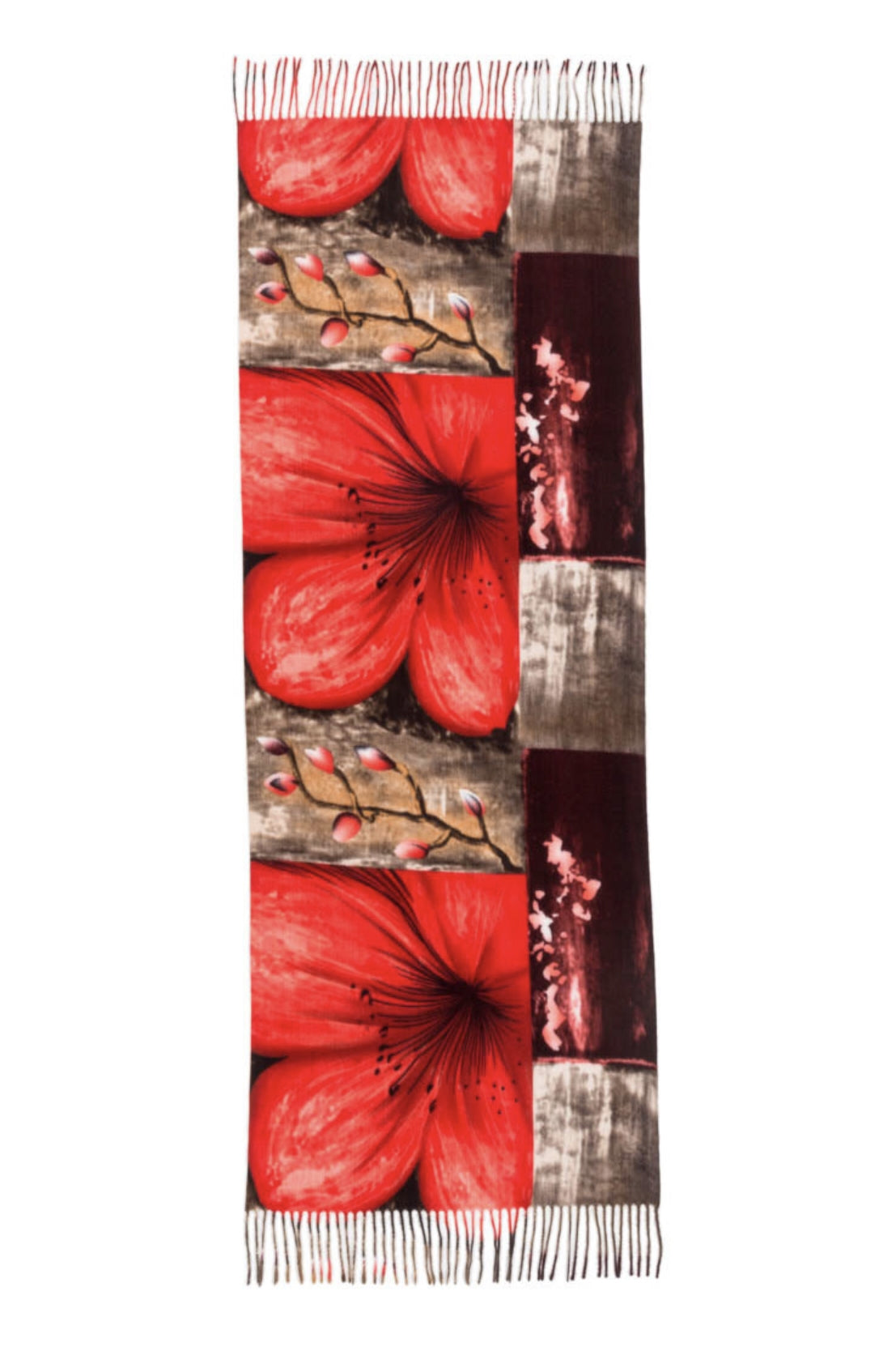 sciarpa rossa con stampa floreale