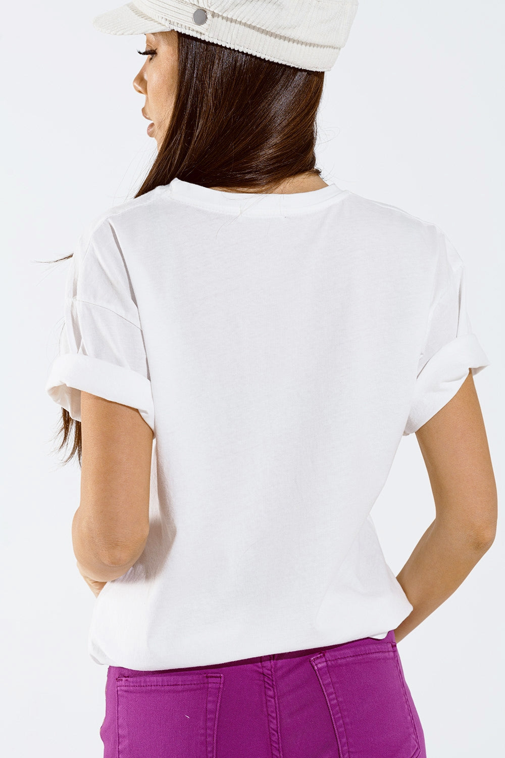 T-shirt con stampa digitale LOVE art déco in bianco