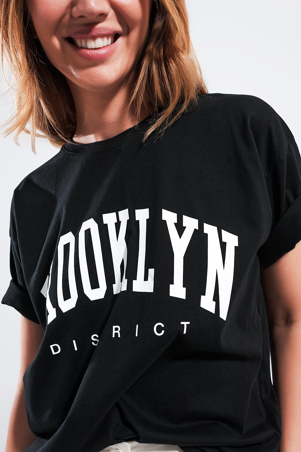T shirt nera con scritta Brooklyn