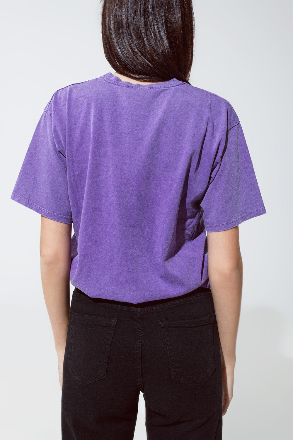 T-shirt relaxed fit in viola lavato con logo london